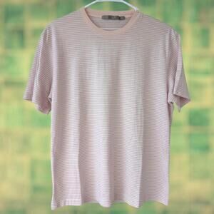 Raffi Linea Uomo Men's 2XL Pink Striped 100% Pima Mercerized Cotton T-Shirt